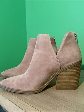 Vince Camuto Blush Suede Cutout Ankle Boots